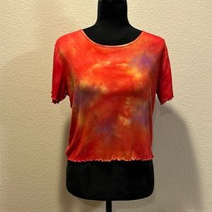 Red Tie-Dye Ribbed Shirt